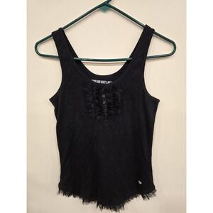 Dream Out Loud Selena Gomez Black Ruffle Tank Top Y2K Coquette Goth Grunge XL